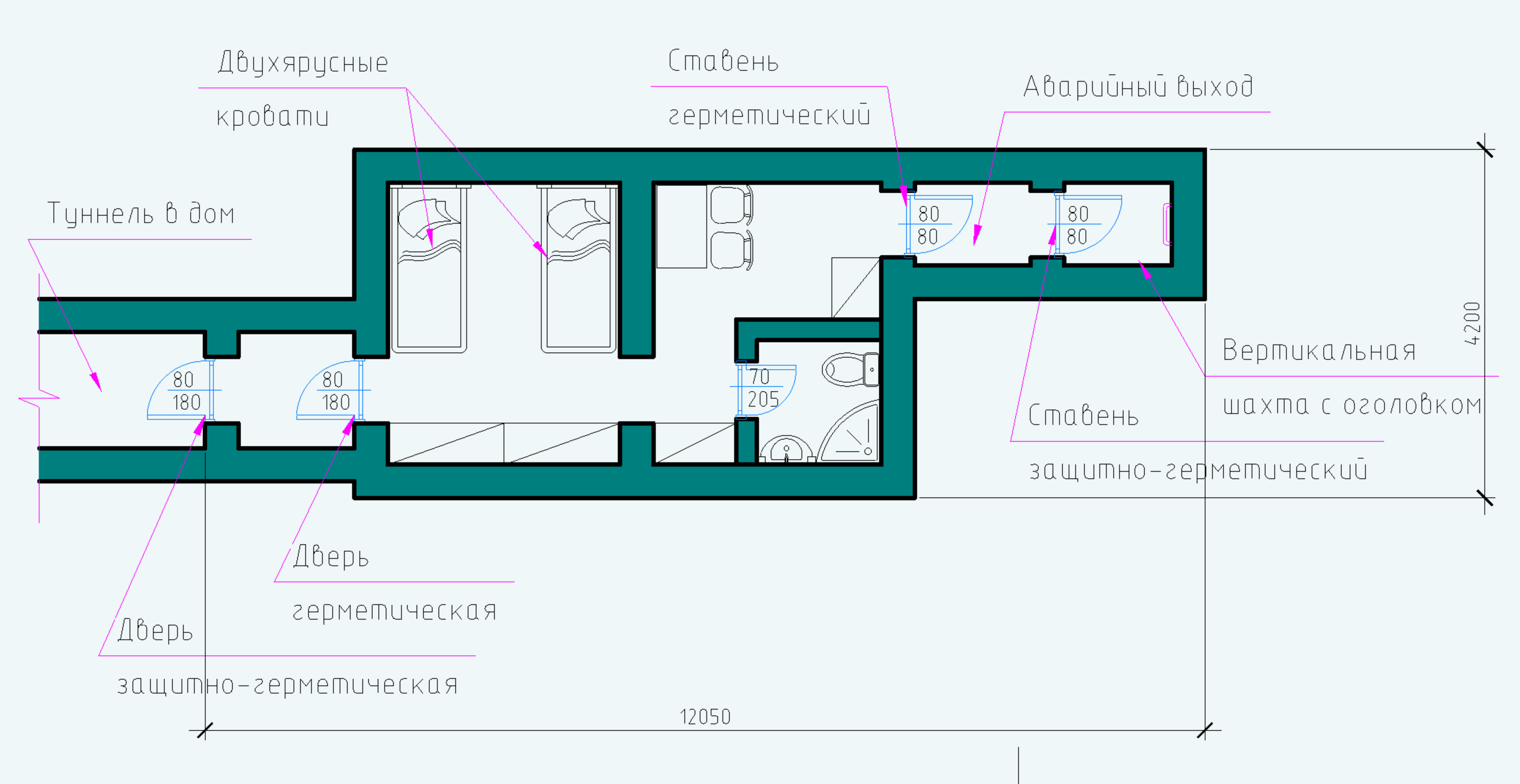 План советского бомбоубежища